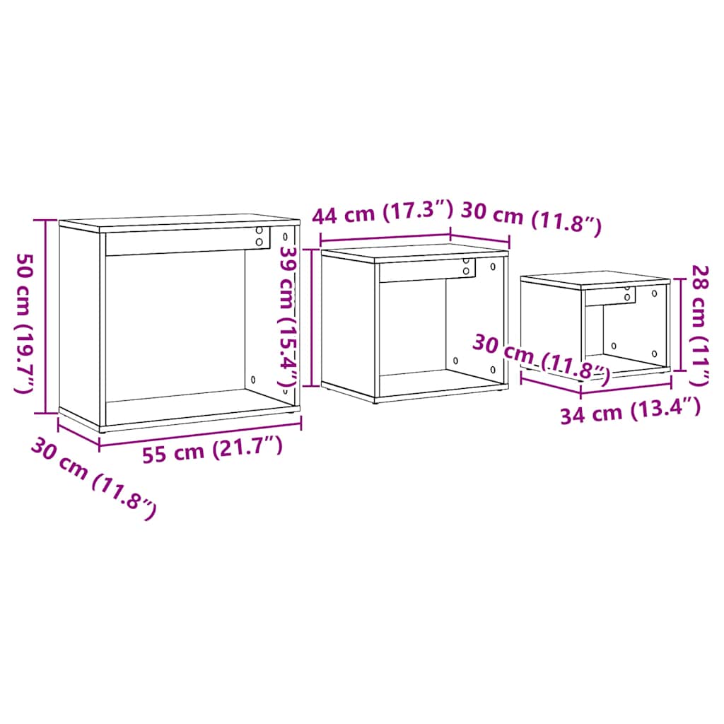 Nesting Tables 3 pcs Artisan Oak Engineered Wood